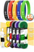 10lu TERA SET 5+15+25+35+45 KG + 5Li Pilates Direnç Bandı Barfiks Lastiği Loop Band Mix Ton thumbnail 1