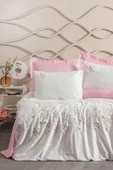 3d Nakışlı Saten Çift Kişilik Nevresim Takımı Jolie Pembe thumbnail 1