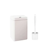 Sensörlü Otomatik Plastik Çöp Kovası 12 Litre + Duvara Asılabilir Beyaz Silikon Klozet Fırçası thumbnail 1