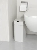 Sensörlü Otomatik Slim Çöp Kovası 9 Lt +  Duvara Asılabilir Beyaz Silikon Klozet Fırçası thumbnail 4