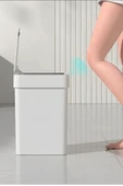 Sensörlü Otomatik Slim Çöp Kovası 9 Lt +  Duvara Asılabilir Beyaz Silikon Klozet Fırçası thumbnail 3