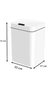 Sensörlü Otomatik Plastik Çöp Kovası 12 Litre + Duvara Asılabilir Beyaz Silikon Klozet Fırçası thumbnail 5