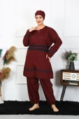 Moda Çizgi Büyük Beden Tesettür Mayo 7XL-8XL-9XL-10XL Bordo 55010 thumbnail 3