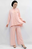 Moda Çizgi Zincir Aksesuarlı İkili Takım Pudra - 2