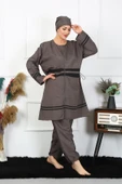 Moda Çizgi Büyük Beden Tesettür Mayo 7XL-8XL-9XL-10XL Füme 55010 - 4