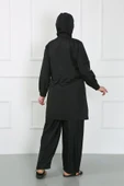 Moda Çizgi Büyük Beden Tesettür Mayo Siyah 44025 - 4
