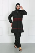 Moda Çizgi Büyük Beden Tesettür Mayo Siyah 44025 - 5