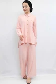 Moda Çizgi Zincir Aksesuarlı İkili Takım Pudra - 4