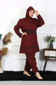 Moda Çizgi Büyük Beden Tesettür Mayo 7XL-8XL-9XL-10XL Bordo 55010 thumbnail 5