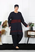Moda Çizgi Büyük Beden Tesettür Mayo 7XL-8XL-9XL-10XL Lacivert 55010 - 3