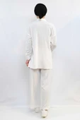 Moda Çizgi Zincir Aksesuarlı İkili Takım  Beyaz thumbnail 2