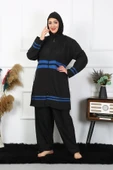 Moda Çizgi Büyük Beden Tesettür Mayo 7XL-8XL-9XL-10XL Siyah 55011 - 4