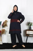 Moda Çizgi Büyük Beden Tesettür Mayo 7XL-8XL-9XL-10XL Lacivert 55010 - 1