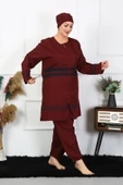 Moda Çizgi Büyük Beden Tesettür Mayo 7XL-8XL-9XL-10XL Bordo 55010 thumbnail 6