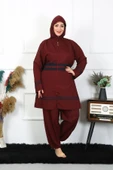 Moda Çizgi Büyük Beden Tesettür Mayo 7XL-8XL-9XL-10XL Bordo 55010 thumbnail 1