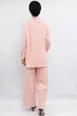 Moda Çizgi Zincir Aksesuarlı İkili Takım Pudra - 5