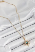316L Çelik Zirkon Taşlı Kutup Yıldızı Model Gold Renk Kadın Kolye - 2