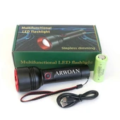 ARWOAN Şarjlı LED El Feneri  Kademesiz Parlaklık Ayarlı, USB Şarjlı, Yüksek Işık Gücü, Taşınabilir Fener thumbnail 7
