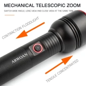 ARWOAN Şarjlı LED El Feneri  Kademesiz Parlaklık Ayarlı, USB Şarjlı, Yüksek Işık Gücü, Taşınabilir Fener thumbnail 3