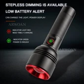 ARWOAN Şarjlı LED El Feneri  Kademesiz Parlaklık Ayarlı, USB Şarjlı, Yüksek Işık Gücü, Taşınabilir Fener thumbnail 5
