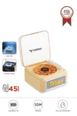 Torima D61 Sarı Mini Nostalji Plak Görünüm Dekor Waves Bluetooth Işıklı Müzik Çalar Saat Tf Kart Aux Özellikli - 1