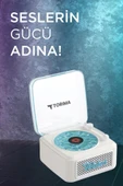 Torima D61 Beyaz  Nostalji Plak Görünüm Dekor Waves BT Işıklı Müzik Çalar Saat Tf Kart Aux Özellikli thumbnail 2