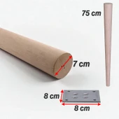 Bohem 75cm Masa Ayağı 4 ADET Ham Doğal Ahşap Boyasız Bağlantı Aparatlı Mobilya Kanepe Sehpa Ayakları thumbnail 3
