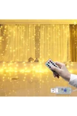 MENFRY Tel Perde LED 3x3 10 Saçaklı 300 LED Kumandalı Işık USB Girişli - 1