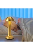 Premium Ticaret Dekoratif LED Masa Lambası Gold Renk | USB Şarjlı | 3 Renk Dokunmatik Mod - 1