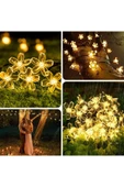 MENFRY Solar Enerjili 50 Led Papatya 5 Mt Siyah Kablo 8 Kademeli Bahçe Balkon Ağaç Aydınlatma Dekor Işık - 3