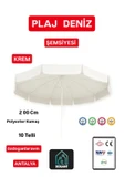 Çiçek Şemsiye Dogant Eğilebilir Branda Kumaş Krem Plaj Havuz Bahçe Balkon Şemsiyesi 2 Metre 10 Telli Dayanıklı - 1