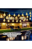 MENFRY Solar Enerjili Sarı Işık 80 Led 10 Metre Bahçe Teras Balkon Ağaç Lamba Aydınlatması - 1