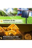 MENFRY Solar Enerjili 10 Metre 100 Ledli 8 Animasyonlu Bahçe Balkon Teras Aydınlatma Dekor Işık - 5