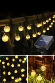 MENFRY Solar Enerjili Sarı Işık 80 Led 10 Metre Bahçe Teras Balkon Ağaç Lamba Aydınlatması - 2