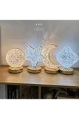 ENASHOP 5V Şarjlı Kristal Yıldız Masa Lambası Akrilik Dokunmatik Ledli - 4