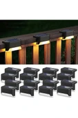 MENFRY Solar Güneş Enerjili Şarj Edilen Köşebent Merdiven Veranda Bahçe Led Lamba Siyah (1-adet) - 2
