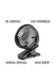 MENFRY Mandal Ve Masaüstü Model 360° Döner Başlık Şarj Edilebilir USB'li 3 Kademeli Taşınabilir Fan - 1