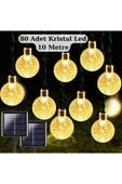 MENFRY Solar Enerjili 10 Metre 80 Ledli 8 Animasyonlu Kristal Top Bahçe Balkon Teras Aydınlatma Dekor Işık - 1
