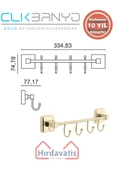 ÇELİK BANYO Paslanmaz Pirinç Kumru Kancalı 4’lü Askılık Altın Sarı Gold thumbnail 2