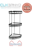 ÇELİK BANYO Paslanmaz Pirinç Zerrin Üçlü 18x18cm Sabunluk Şampuanlık Ve Köşe Süngerlik Mat Siyah - 3