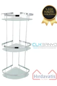 CLK BANYO Çelik Zerrin Camlı 3’lü 19x19 Cm Şampuanlık Banyo Rafı Süngerlik thumbnail 1