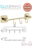 ÇELİK BANYO Paslanmaz Pirinç Vizyon Kanca 3’lü Askılık Altın Sarı Gold thumbnail 2