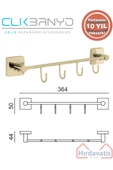 ÇELİK BANYO Paslanmaz Pirinç Vizyon Kanca 4’lü Askılık Altın Sarı Gold thumbnail 2