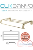 ÇELİK BANYO Paslanmaz Pirinç Titanik Raf Havluluk 50cm Pirinç Malzeme ( 10 Yıl Garantili ) Altın Gold thumbnail 1