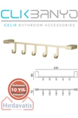 ÇELİK BANYO Havlu Askısı Paslanmaz Pirinç Titanik 5'li Askılık Altın Gold thumbnail 1