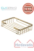 CLK BANYO Paslanmaz Pirinç Taci 22x15cm Şampuanlık Banyo Rafı Süngerlik Altın Gold thumbnail 1
