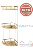 CLK Çelik Banyo Paslanmaz Pirinç Marin 3'lü 19X19CM Şampuanlık Köşe Süngerlik -Altın Gold thumbnail 1