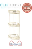 ÇELİK BANYO Paslanmaz Pirinç Destina Krom Üçlü 22x22cm Sabunluk Şampuanlık Ve Köşe Süngerlik Altın Sarı Gold thumbnail 1