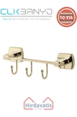 ÇELİK BANYO Paslanmaz Pirinç Milano 3’lü Askılık Krom Altın Sarı Gold thumbnail 1