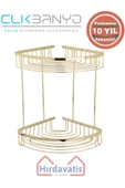 ÇELİK BANYO Paslanmaz Pirinç Destina Krom İkili 22x22cm Sabunluk Şampuanlık Ve Köşe Süngerlik Altın Sarı Gold thumbnail 3